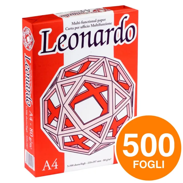 Carta A4 80gr Bianca Fabriano Leonardo per Stampante e Fotocopie Risma 500 fogli