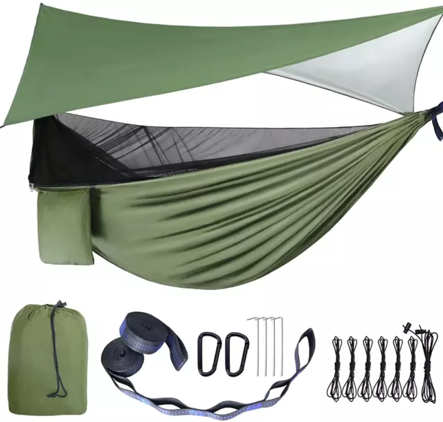 Camping Hammock - Hammocks with Mosquito Net Tent and Rain Fly Tarp, Portable Si