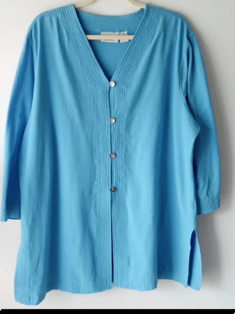 SunBay Plus Size**2X 100% Cool Cotton Gauze Beach Cover-Up/Tunic Top 3/4 Sleeves