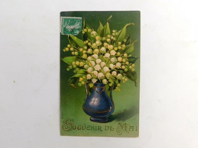 CPA CARTE ANCIENNE Gaufrée Fleurs Bleuets 1906 FLOWERS Postcard EUR 5