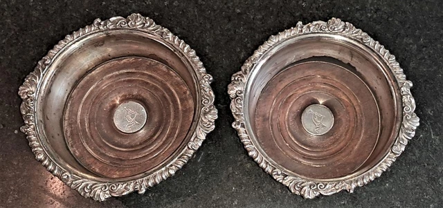 Pair of Superb Regency Sheffield Silver Plated Griffin Armorial Crested Coasters