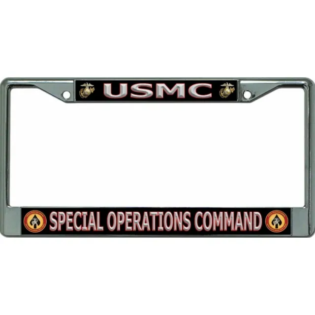 usmc marine corps special operations command logo chrome license plate frame