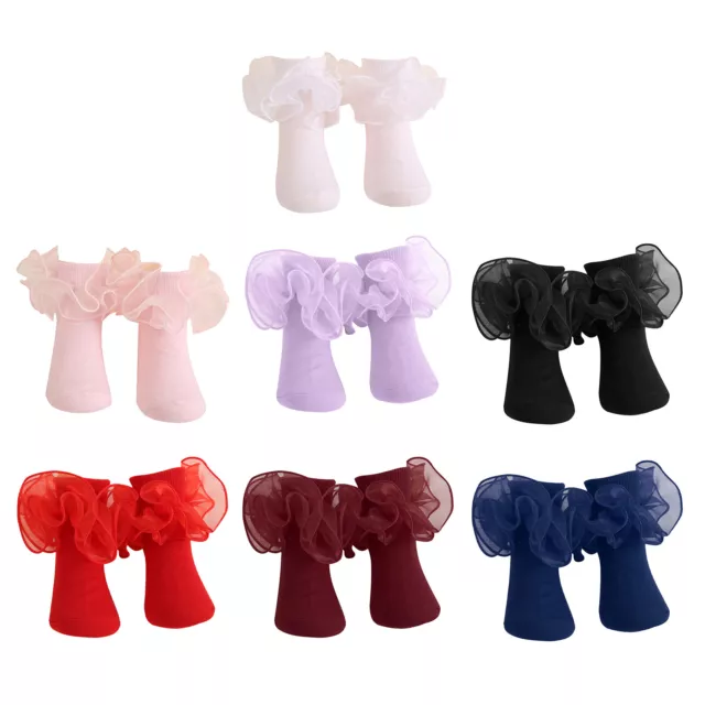 Girls Daily Wear Rib Top Socks Ruffled Sock School Stockings Soft Toddlers Cute