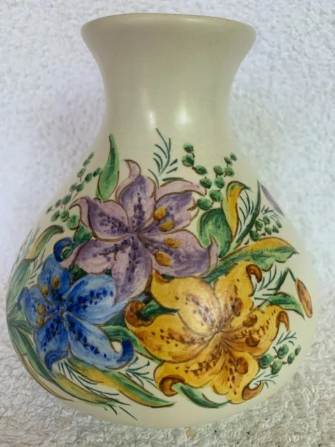 1950s Axe Vale Pottery - large, hand-painted vase / Honiton style