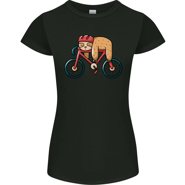 Cycling Sleeping Sloth Bicycle Cyclist Womens Petite Cut T-Shirt