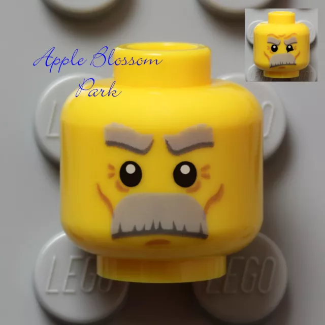 Authentic LEGO Old Man Dude Face Head Wrinkle Mad Angry Scared Double Sided  Face