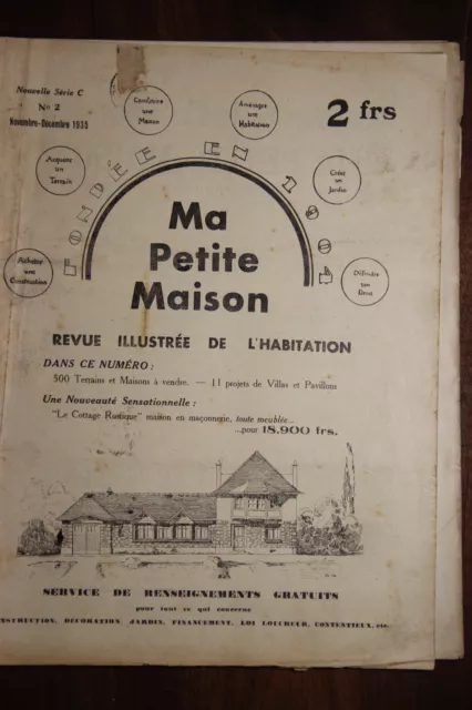 "Ma Petite Maison". Revue Mensuelle De l'Habitation. Novembre-Décembre 1935