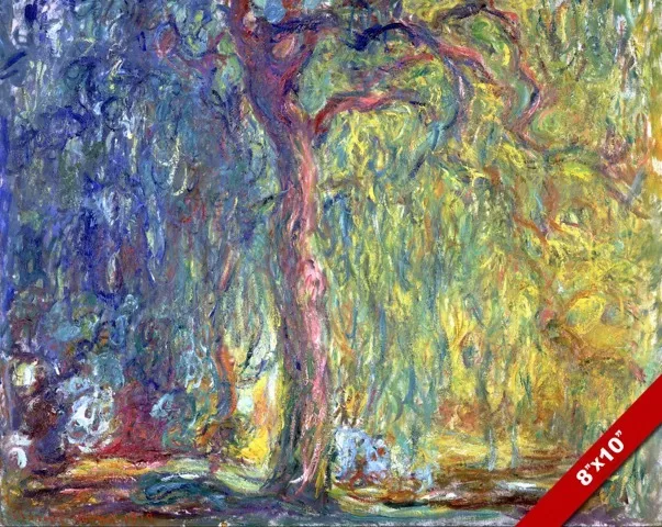 Claude Monet Weeping Willow Tree Impressionism Painting Art Real Canvas Print