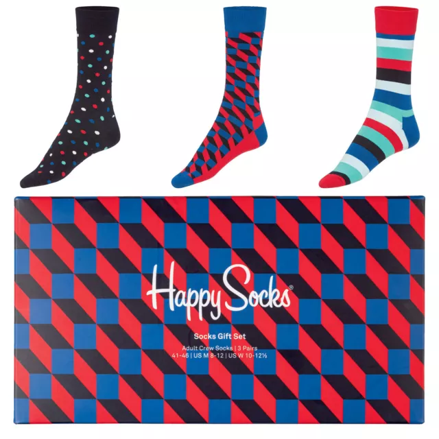 3er-Pack Socken von Happy Socks Mixed Geschenk-Set Unisex Damen Herren Gr. 36-40