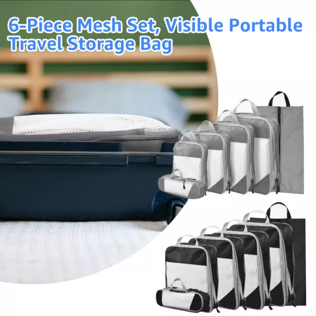 6 Pcs Compression Packing Cubes Set Ultralight Packing Cubes for Suitcase jjfs