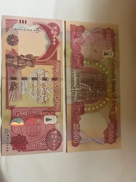 New 2023 Iraqi Dinar 25,000 Note Uncirculated Authentic W/ All Security Features