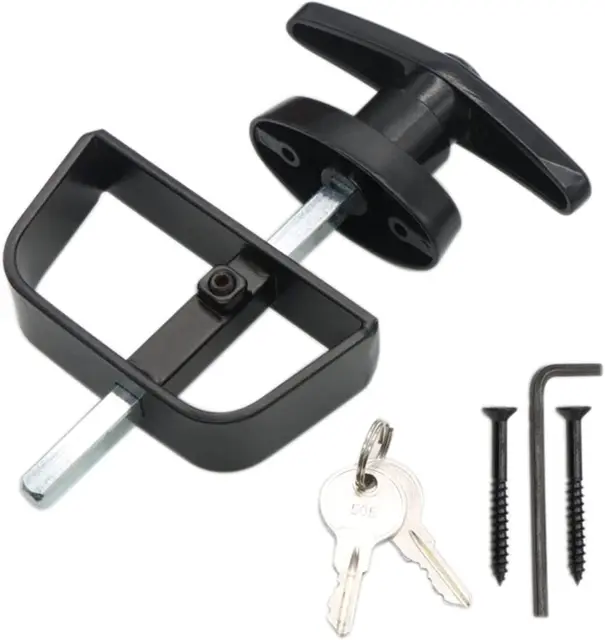 Shed Door Latch T-Handle Lock Kit with 2 Keys, Shed Door Lock, Storage Barn Shed