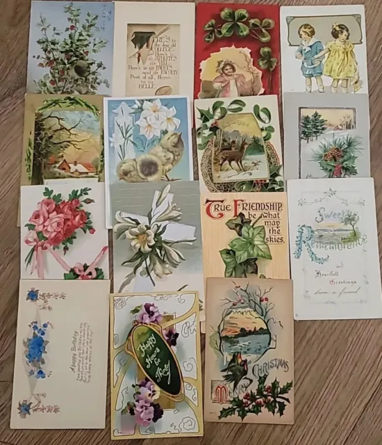 Vintage Antique Postcards Lot Of 15 (#4) Ephemera Crafts