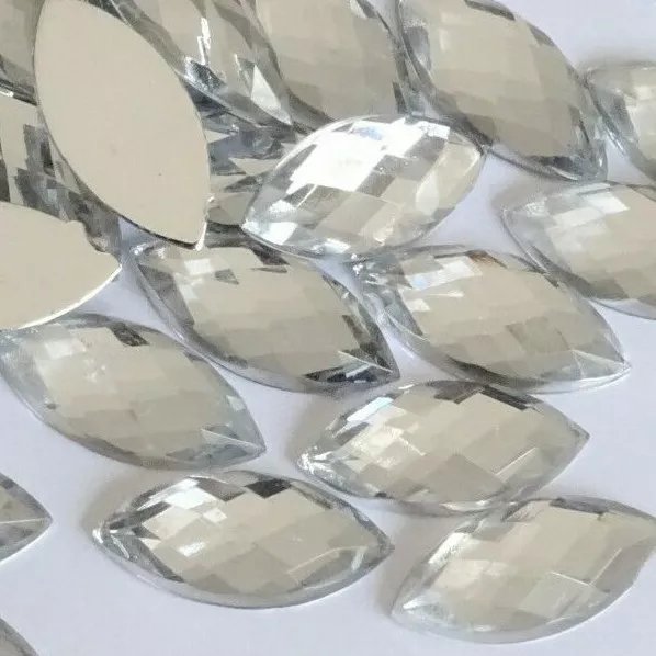 100pcs 7x15mm Crystal Clear Horse Eye Strass Acrylic Non-Hotfix Rhinestones