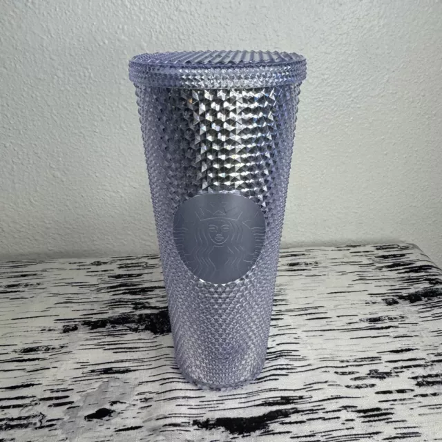 Starbucks Bling Platinum Studded Silver Tumbler Venti 24oz Cold Cup No Straw