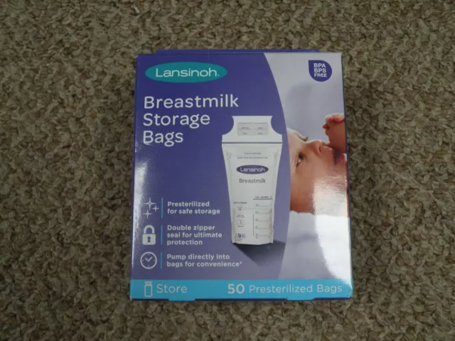 Lansinoh Pre-Sterilized Breastmilk Freezer Storage Bags 50ct Box