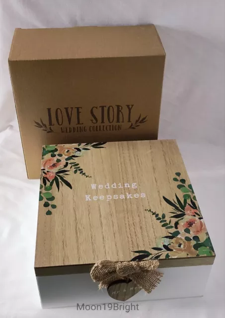 Floral Mr & Mrs Wooden Wedding Keepsake Box Gift