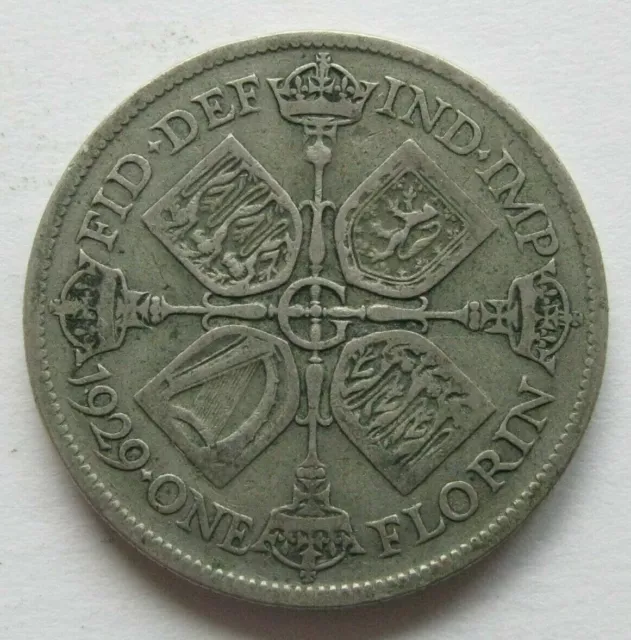 ZALDI2010, UK, 1 Florin Of 1929. Sterling Silver