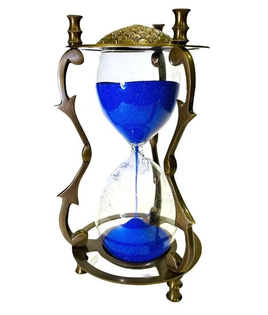 Reloj de arena grabado en latón de 7", figura clásica de latón náutico,...