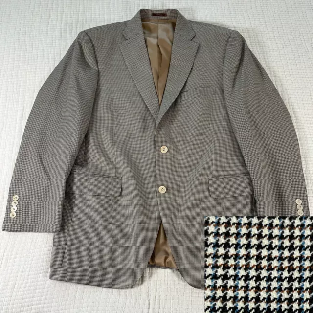 Peter Millar Mens Blazer Jacket 42R Wool Houndstooth Plaid 2 Button Sport Coat *