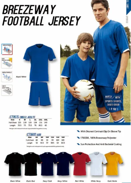 Breezeway Kids Football soccer Sports Jersey with Sun Protection / Anti Bacteria
