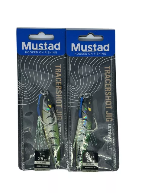 Mustad Tracershot Jig Ultra Point Hook Jigging Casting 1 oz Glow Lot of 2