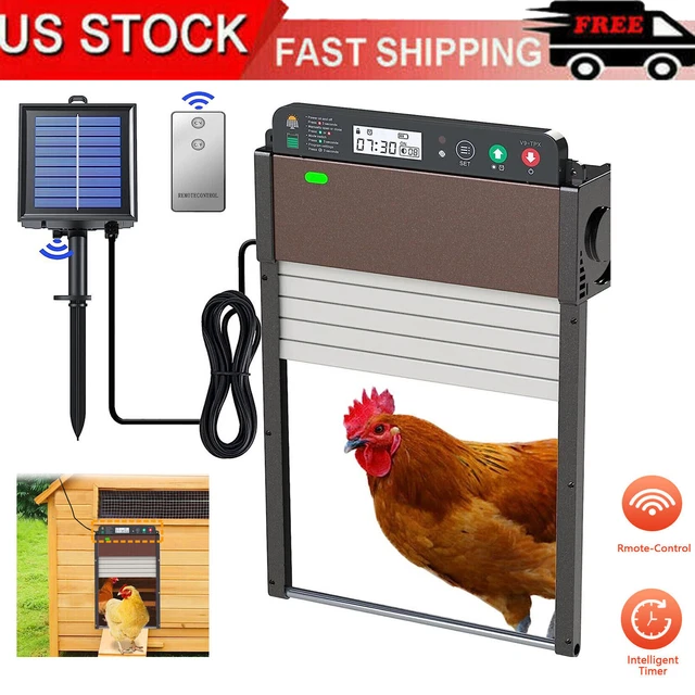 SOLAR AUTOMATIC CHICKEN Coop Door Opener Cage Closer Timer Light Sensor
