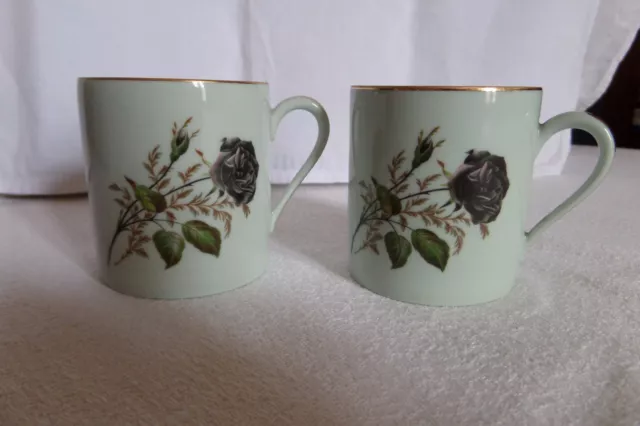 2 Tasses A Cafe Limoges Raynaud  Celadon Decor Rose Noire