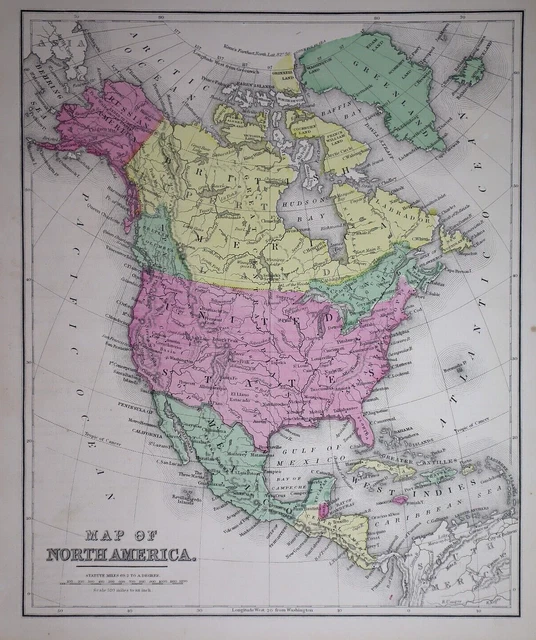 Old 1871 Cowperthwait Atlas Map ~ NORTH AMERICA ~ (10x12) ~Free S&H -#1080