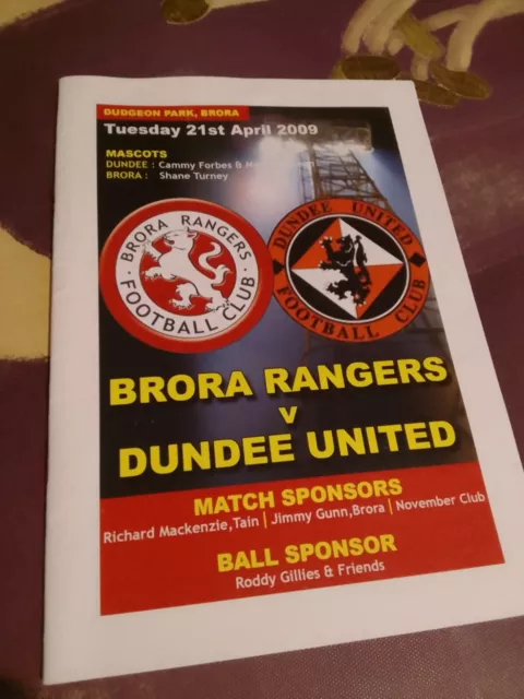 Brora Rangers v Dundee United Programme 21st April 2009