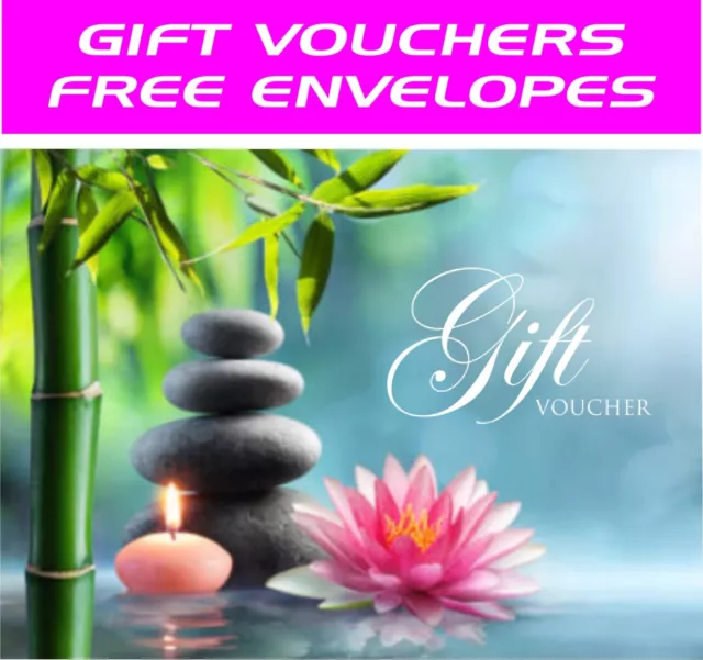 Beauty Salon Gift Voucher Template Blank Card Coupon Nail Massage and Envelopes