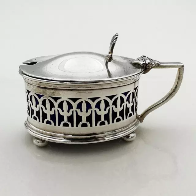 MUSTARD POT STERLING SILVER PIERCED GEORGE V Birmingham 1921 Docker & Burn