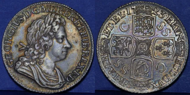 George I Silver Shilling 1723, South Sea Company, S.3647, Aunc See Photos