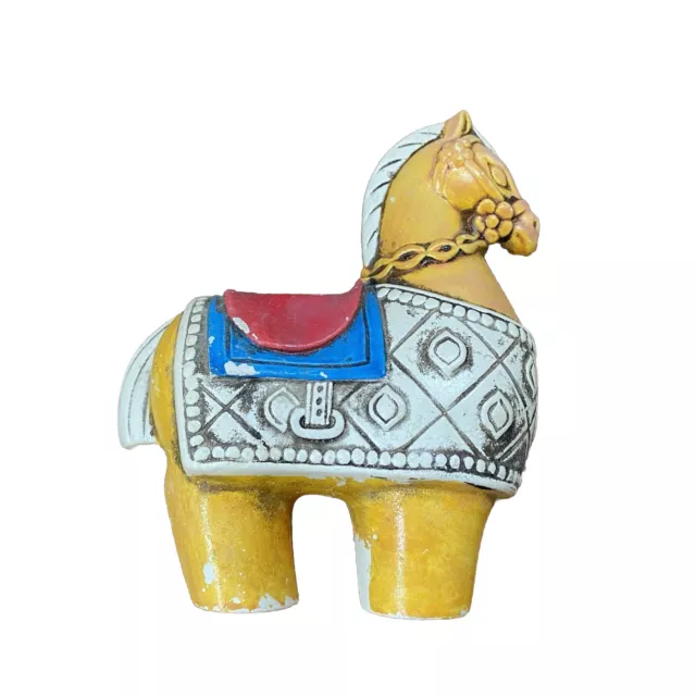 Ceramic Horse Candle Holder Mid Century Modern-Yellow Blue Red White