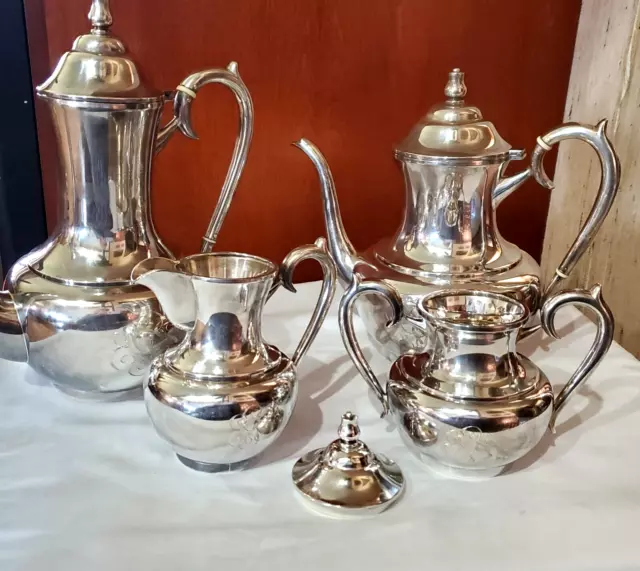 JAPANESE 950 STERLING SILVER COFFEE AND TEA SET 5 pieces 83.2 oz