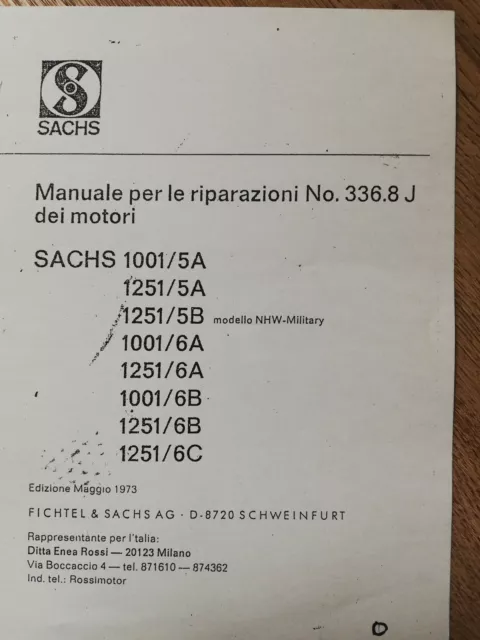 Sachs 125 6V manuale officina motore