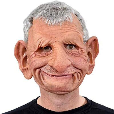 Old Man Mask Latex Halloween Cosplay Party Realistic Full Face Cover Headgear PL