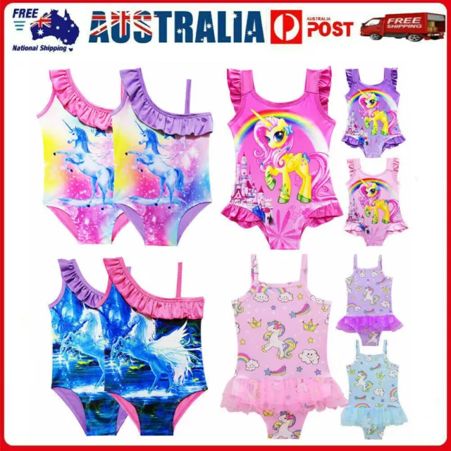 Kids Girls Baby Unicorn One Piece Swimwear Swimming Costume Bikini Swimsuits.