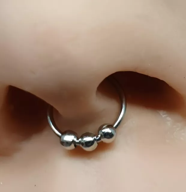 Fake Ball Clip On Nose Ring Hanger Hoop Septum Non Piercing Body Jewellery 316L