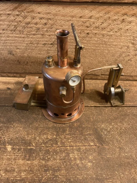 A Vertical Steam Boiler With Oscillating Cylinder & Flywheel & Spirit Lamp