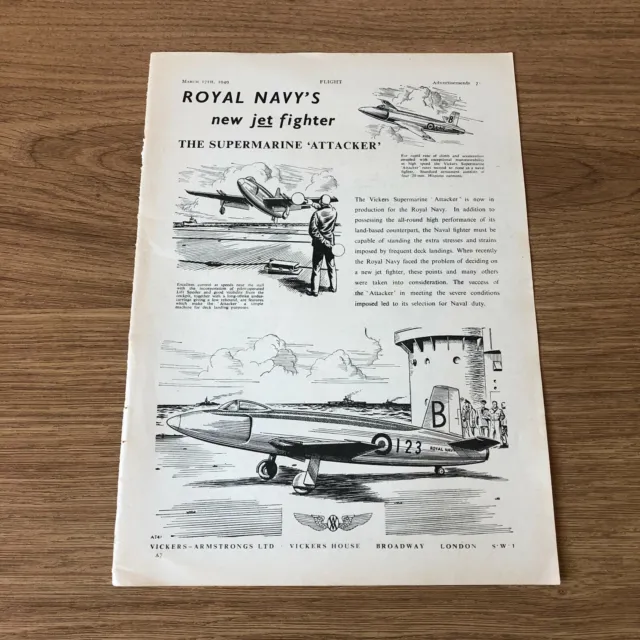 STA28 Advert 11x8 Vickers-Armstrongs Ltd. The Supermarine Attacker For Navy
