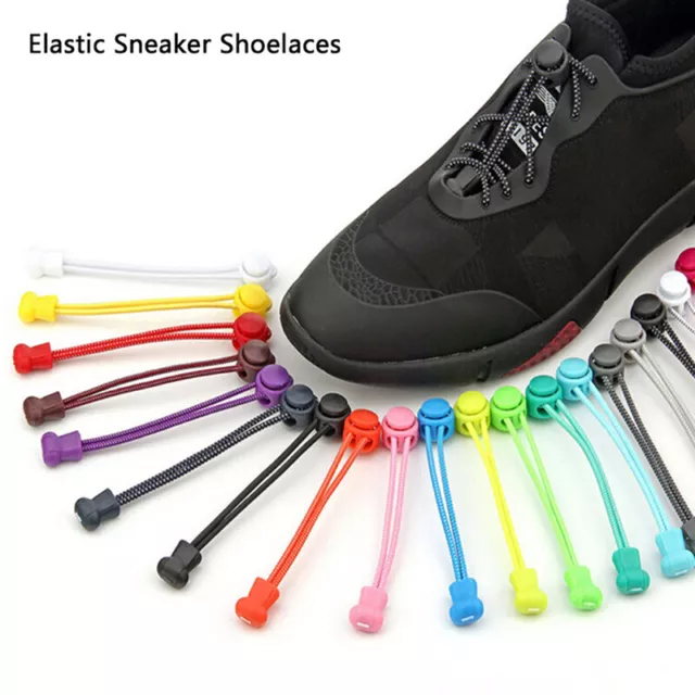 1Pair Elastic shoelaces lock laces no tie triathlon jogging elasticated lace~m'