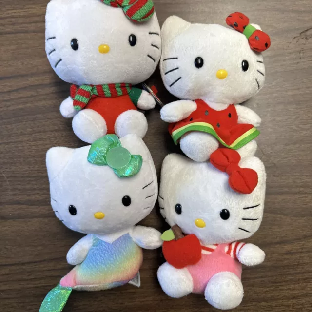 TY Hello Kitty Beanie Babies Lot of 4 Sanrio Stuffed Plush Animal Mermaid 6"