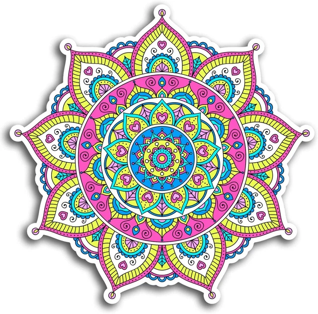 2 x 10cm Mandala Pink Indian Vinyl Stickers - Sticker Laptop Luggage #19380...