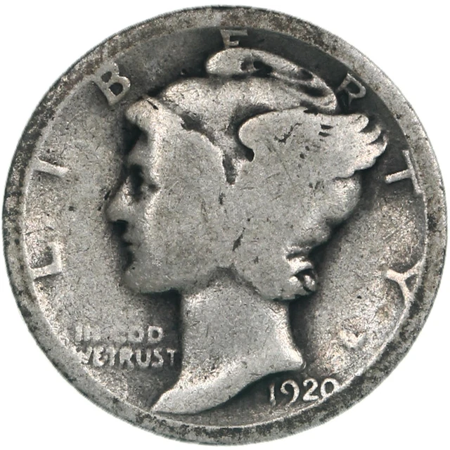 1920 (P) Mercury Dime 90% Silver About Good AG