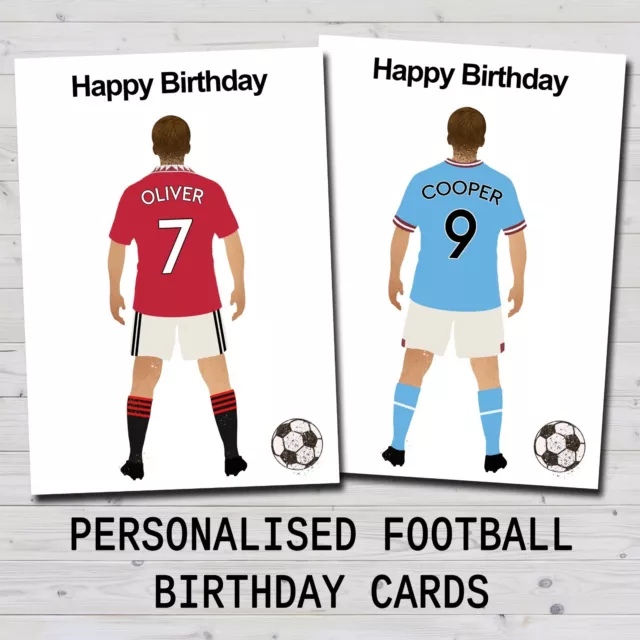 Personalised Football team birthday card premier league husband grandson son