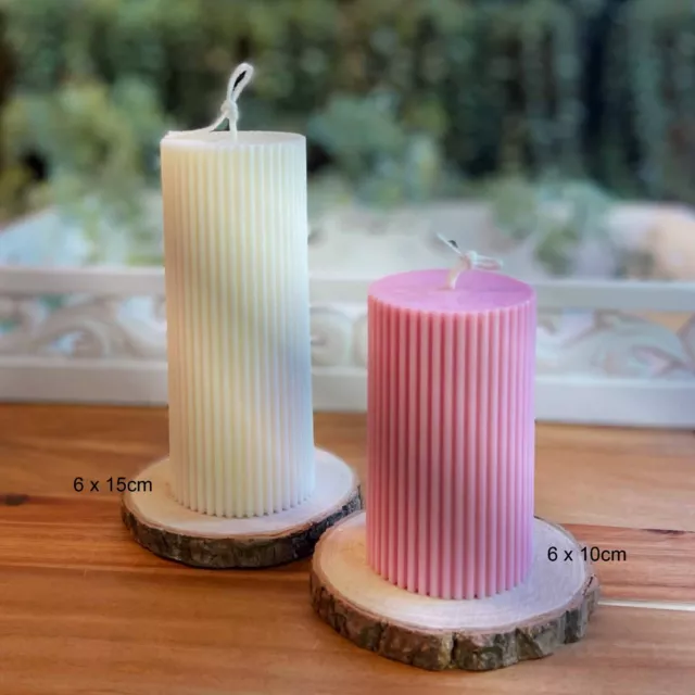 Column Pillar Candles, 100% Natural Soy, Mauve colour, Handmade in Melbourne