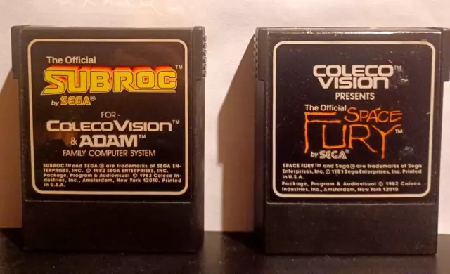 Subroc and Space Fury lot for Colecovision (1983) Authentic TESTED