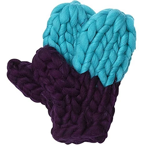Hadley Wren Accessorie's Multicolored Chunky Cable Knit Mittens Blue & Purple...