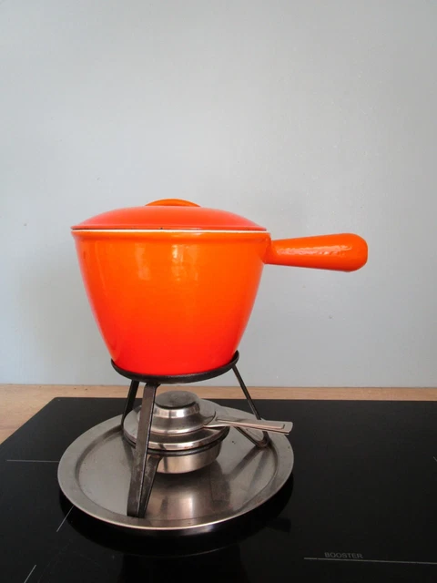 Service à Fondue Le Creuset N°16 - 3 Poêlons Fonte Emallée Orange
